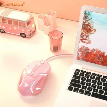 Carpbaba G3 Wired Game Mouse Mute Pink Mechanical E-sports Girl Lovely Art Portable Office Household for MacBook Laptop PC Gamer