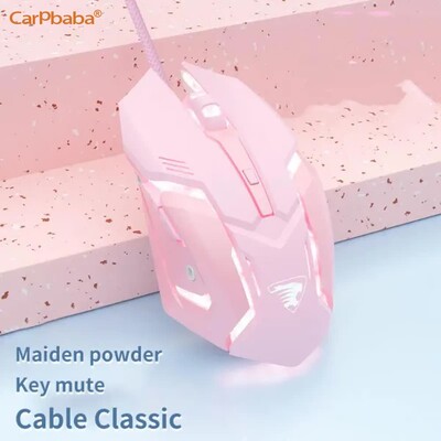 Carpbaba G3 Wired Game Mouse Mute Pink Mechanical E-Sports Girl Lovely Art Portable Office Househop For MacBook Laptop PC Gamer