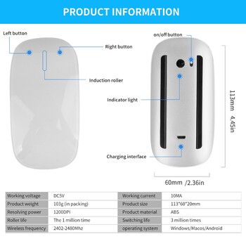 Ασύρματο ποντίκι Bluetooth για Apple Macbook air Pro για φορητό υπολογιστή Xiaomi Επαναφορτιζόμενα ποντίκια για φορητό υπολογιστή Huawei Matebook