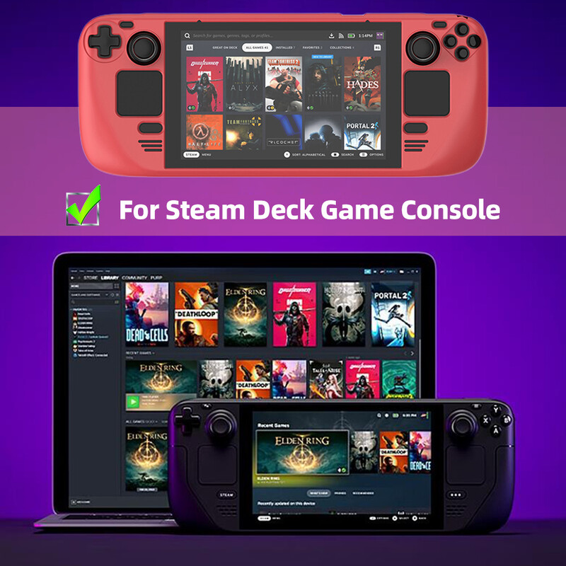 „Steam Deck“ žaidimų konsolės apsauginis dangtelis su stovu Minkštas žaidimų grotuvo apvalkalas su laikikliu, atsparus smūgiams, neslidžia rėmo apsauga