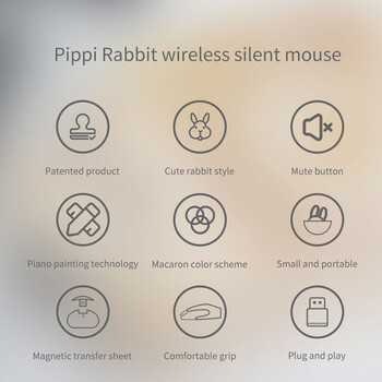 Cute Little Rabbit Bluetooth 2.4G ασύρματο ποντίκι Silent Ergonomic DPI Up 1600 Mute Button Small for Girl Macbook Laptop Office