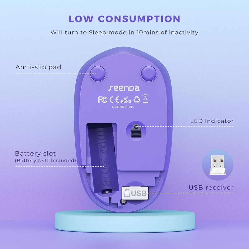 Seenda 2.4 Ghz USB Cordless Mouse Mini Cute Office Silent Optical Portable Mice For Laptop Computer PC Mac Vista Tablet Windows