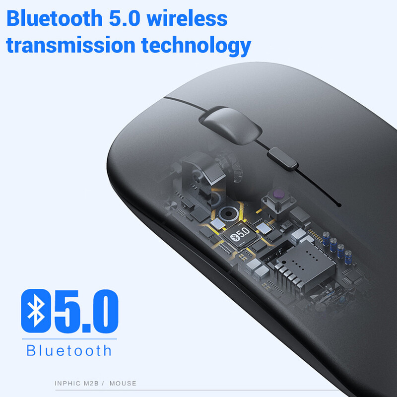 Mouse Bluetooth fără fir reîncărcabil Mouse portabil, silențios, ergonomic, pentru computer iPad, laptop, tabletă, telefon, mouse pentru jocuri de birou