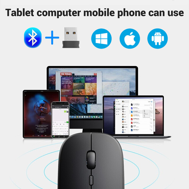 Mouse Bluetooth fără fir reîncărcabil Mouse portabil, silențios, ergonomic, pentru computer iPad, laptop, tabletă, telefon, mouse pentru jocuri de birou