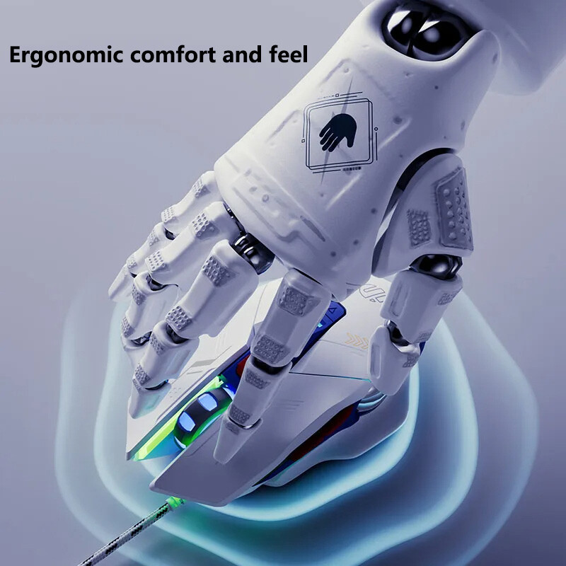 Inphic W9P žičani miš za igranje RGB svjetlosni efekt Mute miš Ergonomska udobnost i osjećaj 6-brzinska prilagodba DPI-ja za prijenosno računalo