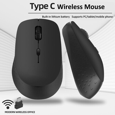 HKXA tip C bežični miš punjivi tihi ergonomski miš 3 DPI podesiv s USB adapterom za prijenosno računalo Macbook