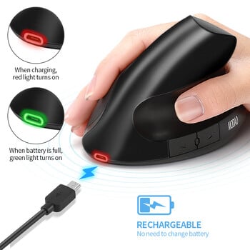 Creative Ergonomics Optoelectronic Silent Charging 2.4G Raton inalambrico Ασύρματο ποντίκι Κάθετα ποντίκια για φορητό υπολογιστή