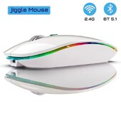 2.4G+Bluetooth belaidė pelė foninis apšvietimas „Jiggler Mouse“ įkraunama tyli, ergonomiška pelė, skirta iPad nešiojamam kompiuteriui