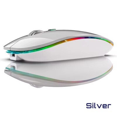 2.4G+Bluetooth belaidė pelė foninis apšvietimas „Jiggler Mouse“ įkraunama tyli, ergonomiška pelė, skirta iPad nešiojamam kompiuteriui