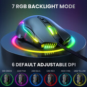ONIKUMA programavimo mygtukai Dinaminis RGB Ergonomiškas dizainas Pelės žaidimų pelė Reguliuojama 6400 DPI 6 7 nešiojamiesiems kompiuteriams
