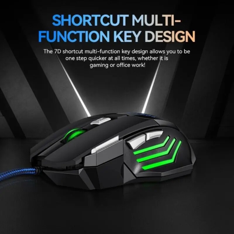 Mouse pentru jocuri cu fir Mouse pentru computer Mouse cu iluminare din spate RGB Mouse ergonomic silențios LED LED 7 butoane Mouse USB Mut pentru PC, laptop, jocuri