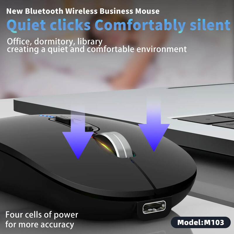 Mouse optic pentru jocuri în 3 moduri Mini portabil subțire 2.4G+BT Mouse fără fir reîncărcabil 2.4GHz pentru laptop computer PC Economisire energie