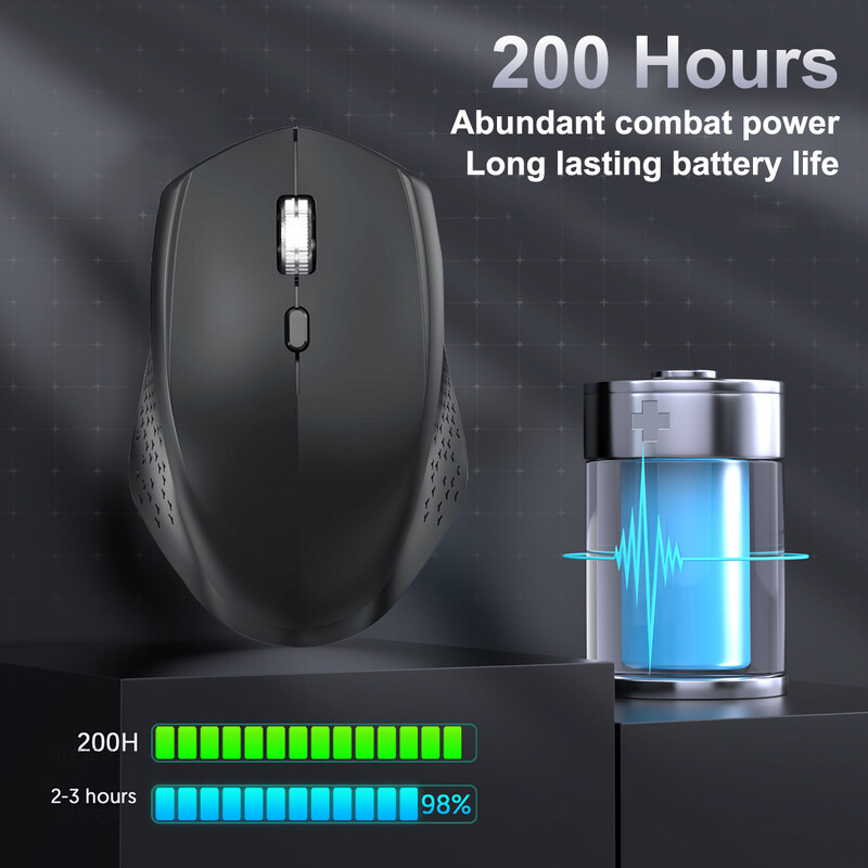 Bežični miš 2.4 Ghz s USB prijemnikom za prijenosno računalo Mac PC Ergonomski računalni miš 6 tipki 1600 DPI Miševi Uredske igre Izdržljivost