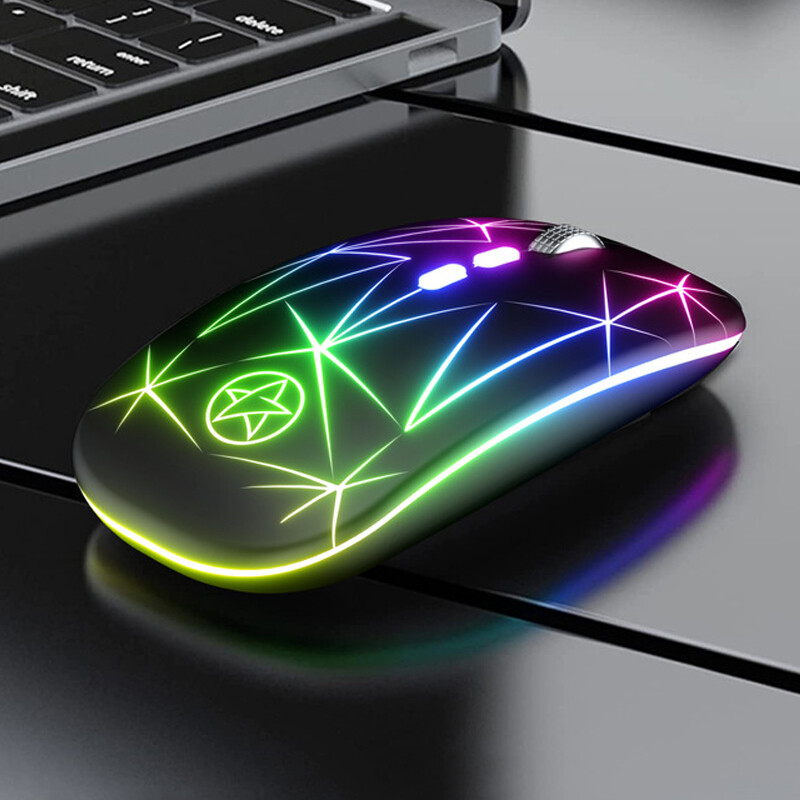 Bežični miš RGB punjivi miš Bežični računalni tihi Mause LED pozadinsko osvjetljenje Ergonomski miš za igranje za iPad/Mac/Laptop/PC