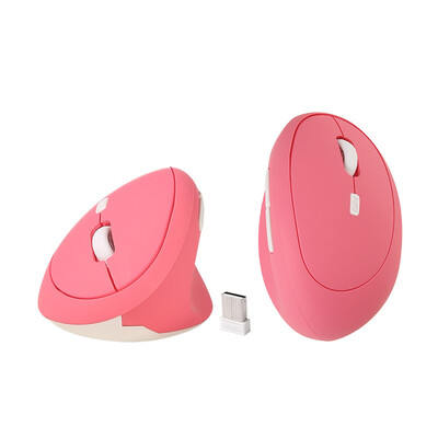 HKXA 2.4G bežični okomiti miš, ergonomski USB miš, 1600 DPI, uredski miš, ružičasti 6D, mini tihi igrački miš za računalo, prijenosno računalo