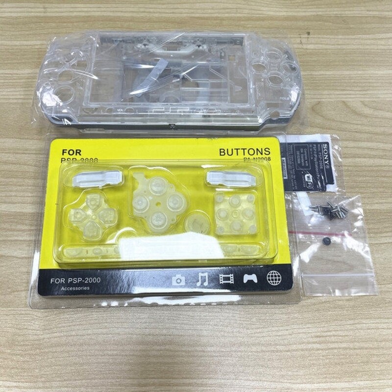 Kristāla krāsas priekš PSP2000 PSP 2000 2006 spēļu konsoles apvalka nomaiņas pilna korpusa vāka futrālis ar pogu komplektu