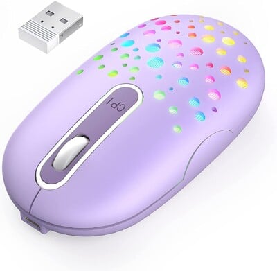 Mouse fără fir Bluetooth compact 2.4G/BT3.0/5.0, 2400 DPI, reglabil, silențios, rezistent la transpirație, LED care curge pentru PC, computer, laptop