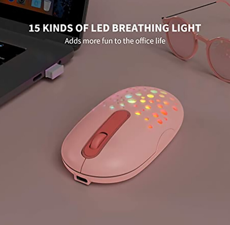 Kompaktni 2.4G/BT3.0/5.0 Bluetooth bežični miš 2400 DPI, podesivo tiho LED svjetlo koje teče, otporno na znoj, za prijenosno računalo