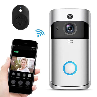 V5 Video Doorbell Интелигентен безжичен WiFi охранителен звънец Visual 720P HD Дистанционен домашен монитор Нощно виждане Домофон Домофон