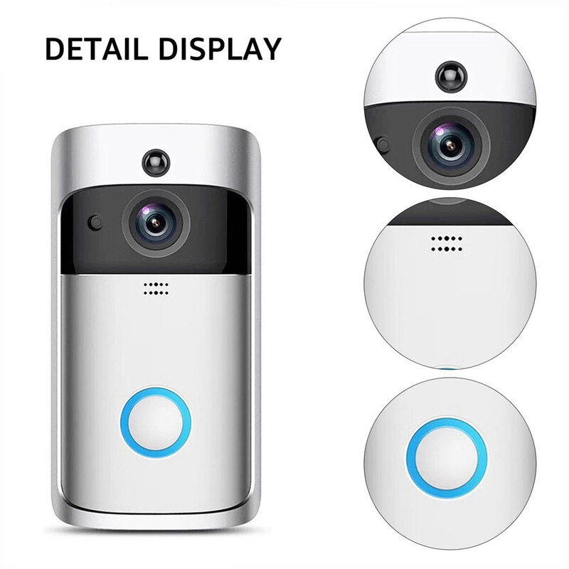 V5 Video Doorbell Интелигентен безжичен WiFi охранителен звънец Visual 720P HD Дистанционен домашен монитор Нощно виждане Домофон Домофон