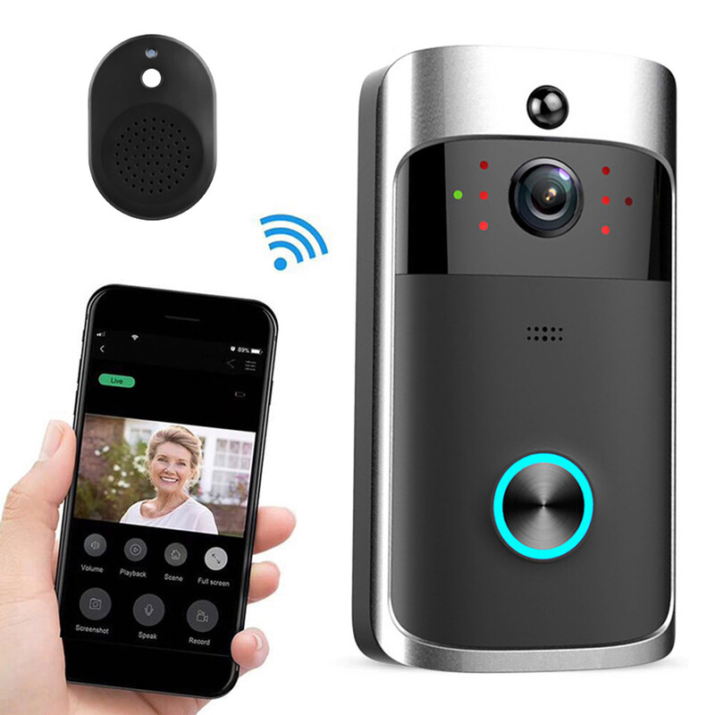 V5 Video Doorbell Интелигентен безжичен WiFi охранителен звънец Visual 720P HD Дистанционен домашен монитор Нощно виждане Домофон Домофон