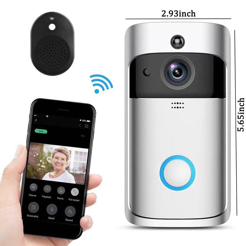 V5 Video Doorbell Интелигентен безжичен WiFi охранителен звънец Visual 720P HD Дистанционен домашен монитор Нощно виждане Домофон Домофон