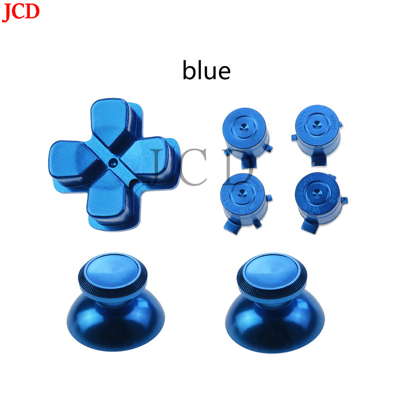 JCD 1 комплект PS5 Метални алуминиеви бутони Thumbsticks Аналогов Grip & Action Bullet Buttons & Direction D-pad Keys For PS5 Controller