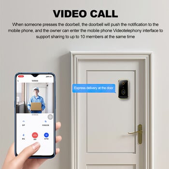 WiFi Video Doorbell 720P Ασύρματη Θυροτηλεόραση Θυροτηλέφωνο Θυροτηλεφώνου Κάμερα IR Night Vision Motion Detection Ασφάλεια σπιτιού Τηλέφωνο ενδοεπικοινωνίας