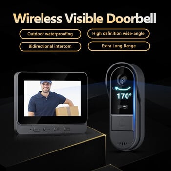 Tuya Ασύρματη ενδοεπικοινωνία Doorbell Night HD Vision 4,3 ιντσών IPS Αδιάβροχη κάμερα Doorbell Smart Home Security Video By Bell