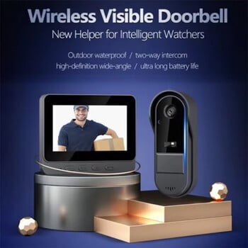 Tuya Ασύρματη ενδοεπικοινωνία Doorbell Night HD Vision 4,3 ιντσών IPS Αδιάβροχη κάμερα Doorbell Smart Home Security Video By Bell