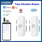 Senzor de vibrație inteligent Tuya WiFi/Zigbee Protecție de securitate la domiciliu Aplicație Smart Life Telecomanda în timp real Alarma de șoc Înregistrare istorică