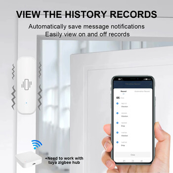 Tuya WiFi/Zigbee Smart Sensor Vibration Sensor Home Security Protection App Smart Life σε πραγματικό χρόνο Απομακρυσμένος συναγερμός ηλεκτροπληξίας Εγγραφή ιστορικού