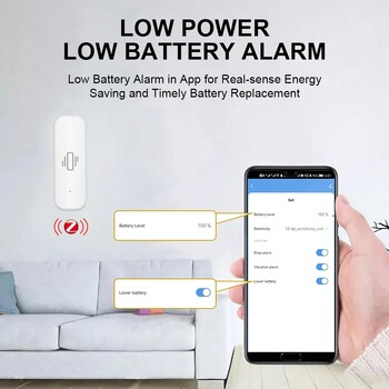 Tuya WiFi/Zigbee Smart Sensor Vibration Sensor Home Security Protection App Smart Life σε πραγματικό χρόνο Απομακρυσμένος συναγερμός ηλεκτροπληξίας Εγγραφή ιστορικού