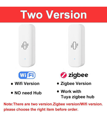 Tuya WiFi/Zigbee Smart Sensor Vibration Sensor Home Security Protection App Smart Life σε πραγματικό χρόνο Απομακρυσμένος συναγερμός ηλεκτροπληξίας Εγγραφή ιστορικού