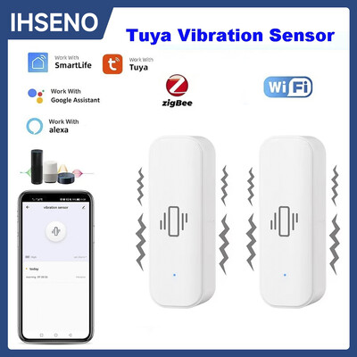 Tuya WiFi/Zigbee Smart Vibration Sensor Защита на дома Сигурност Приложение Smart Life Приложение Дистанционно шокова аларма в реално време Запис на историята