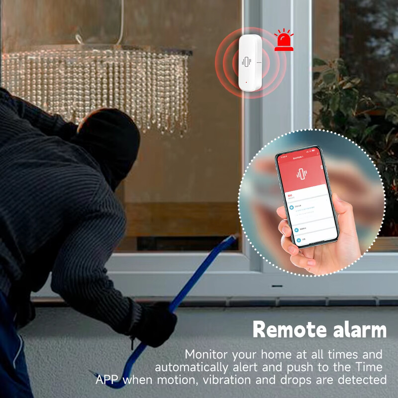 Senzor de vibrație inteligent Tuya WiFi/Zigbee Protecție de securitate la domiciliu Aplicație Smart Life Telecomanda în timp real Alarma de șoc Înregistrare istorică