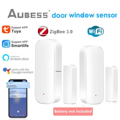 Aubess Zigbee/WiFi Tuya Senzor ușă inteligentă fereastră ușă deschisă Închisă Detectoare Smart Home Telecomandă prin Alexa Google SmartLife