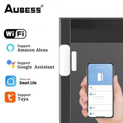 Aubess Zigbee/WiFi Tuya Senzor ușă inteligentă fereastră ușă deschisă Închisă Detectoare Smart Home Telecomandă prin Alexa Google SmartLife