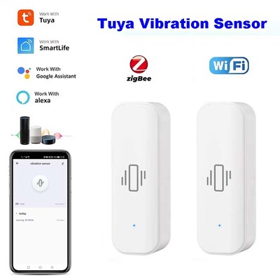 WiFi/Zigbee Smart Vibration Sensor Detection Tuya Smart Life APP Notification Real-Time Motion Shock Alarm History Record