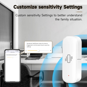 Tuya Smart Home ZigBee Sensor Vibration Monitor App Remote Control Self Defense Security Protection