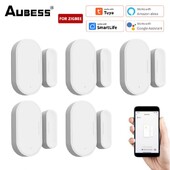 Tuya Zigbee 3.0 Senzor de fereastră de ușă Detector de ușă deschisă și închisă pentru casă inteligentă Automatizare pentru casă inteligentă prin Alexa Google Zigbee2MQTT