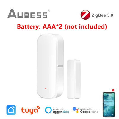 Tuya Zigbee 3.0 Senzor de fereastră de ușă Detector de ușă deschisă și închisă pentru casă inteligentă Automatizare pentru casă inteligentă prin Alexa Google Zigbee2MQTT