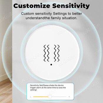 Έξυπνος αισθητήρας κραδασμών Tuya ZigBee Ανιχνευτής πτώσης και κλίσης Παράθυρο πόρτας για θραύση διαρρηκτών Σύστημα συναγερμού Έξυπνη προστασία σπιτιού
