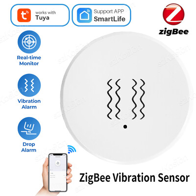 Tuya ZigBee Интелигентен вибрационен сензор Детектор за падане и накланяне Счупване на прозореца на вратата Алармена система против взлом Интелигентна защита на дома Сигурност