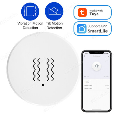 Tuya ZigBee Интелигентен вибрационен сензор Детектор за падане и накланяне Счупване на прозореца на вратата Алармена система против взлом Интелигентна защита на дома Сигурност