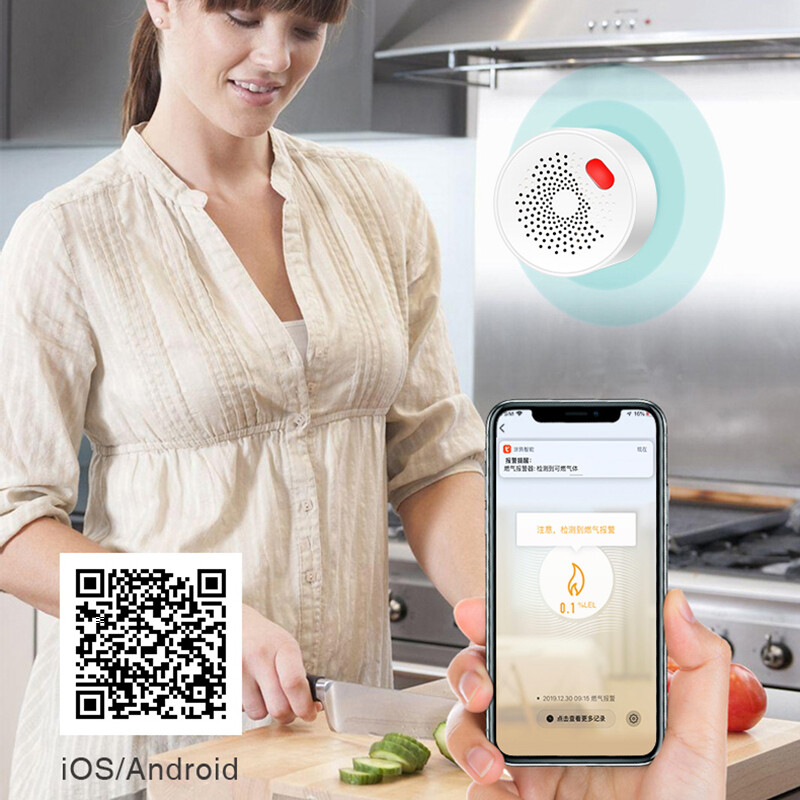 WiFi/ZigBee интелигентен детектор за изтичане на газ Аларма за горим газ Високочувствителен сензор за LPG природен газ Алармена система за пожарна безопасност