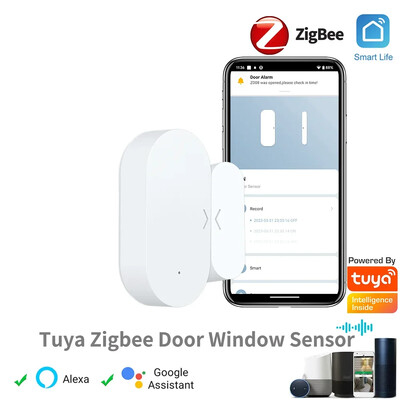 Tuya Zigbee Сензор за врата за интелигентен дом Дистанционно управление за автоматизация на аларма за кражба Работа с Alexa Google Home var SmartLife