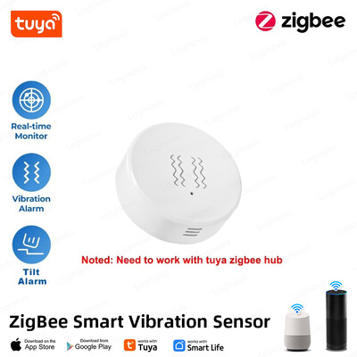 Zigbee Vibration Sensor Smart Life Tuya Shock Tilt Alarm Detection Door Window Detector Security Proection Alexa Google