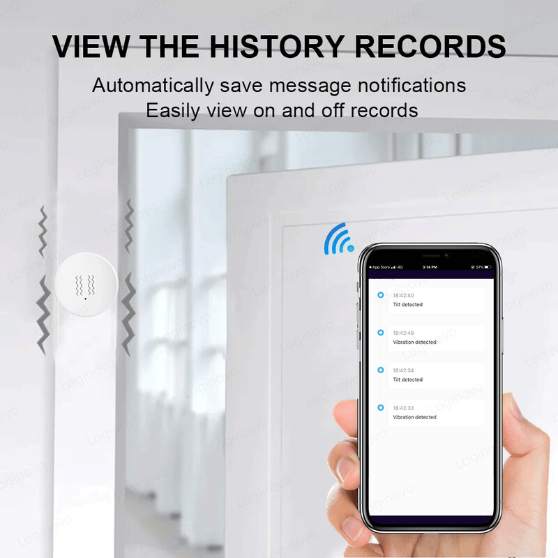 Zigbee vibratsiooniandur Smart Life Tuya Shock Kallutuse häiretuvastus Ukseakna detektor Turvakaitse Alexa Google