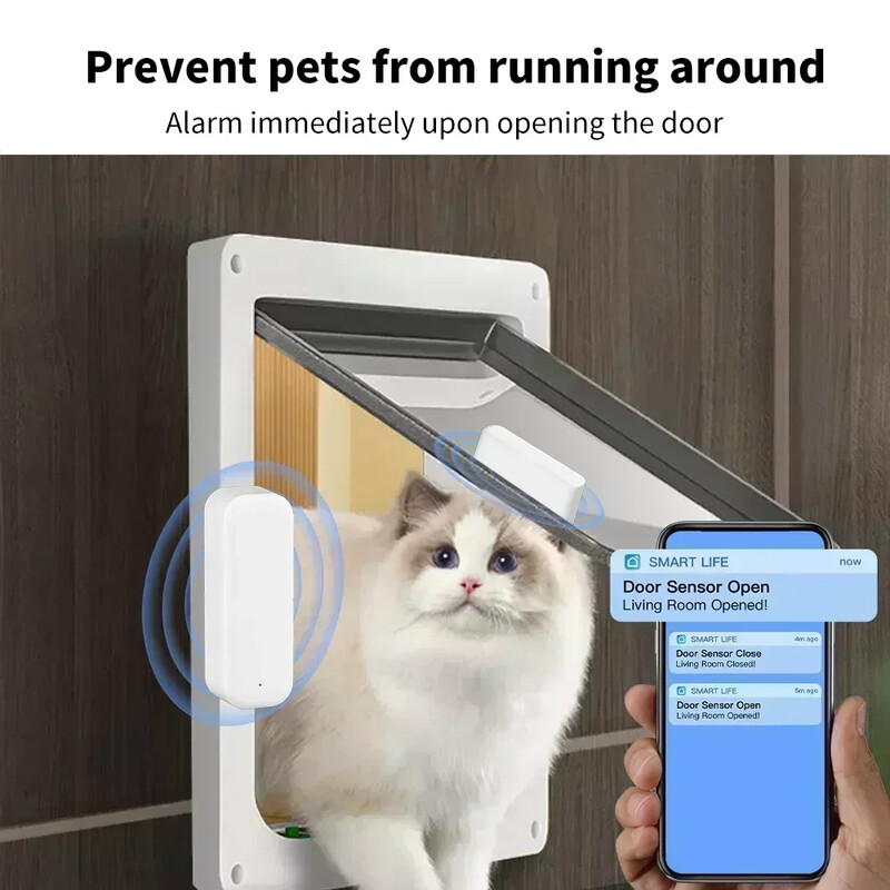 Tuya WiFi Senzor ușă Senzor fereastră Smart Home Detector de ușă fără fir Smart Life APP Telecomandă pentru Alexa Google Home